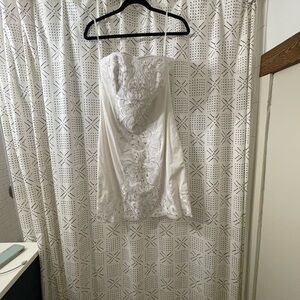 White House Black Market White Strapless Embroidered Cocktail Dress